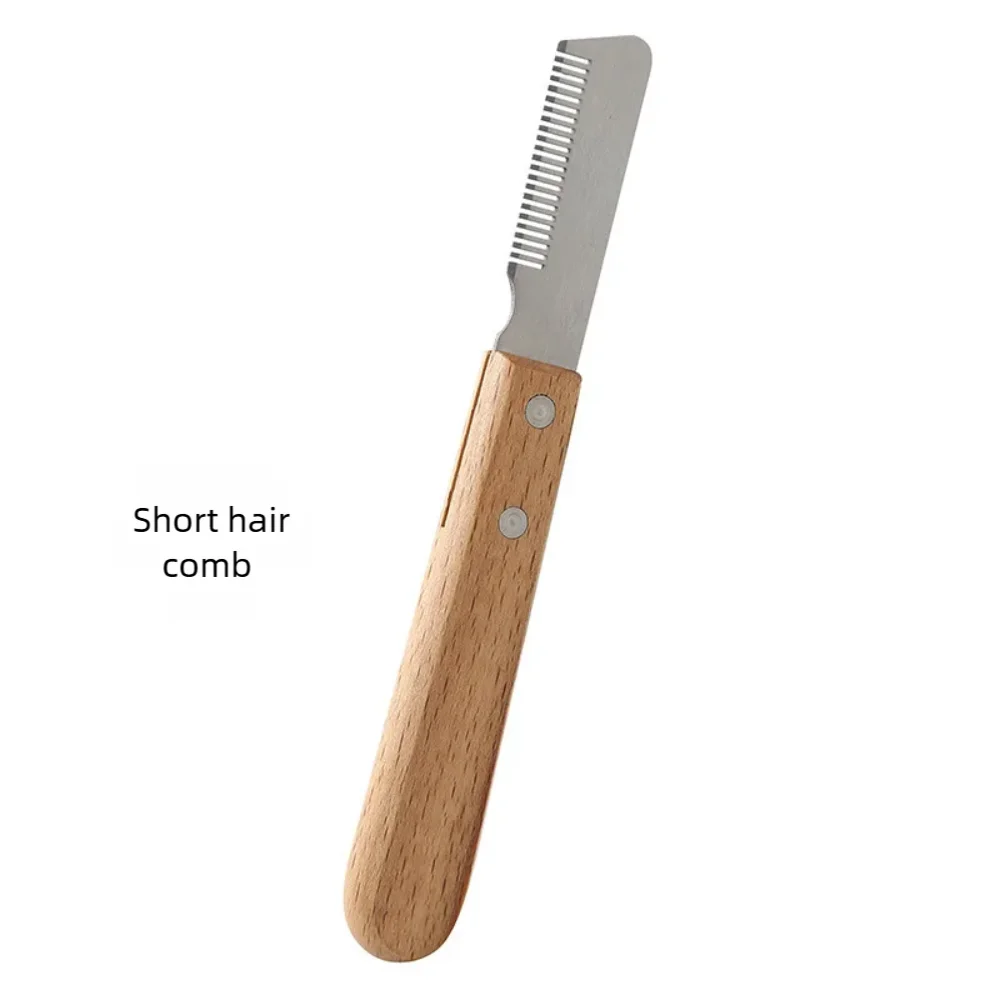 Pet Hair Removal Knife Professional Dog Comb Stainless Wooden Handle Stripping Knife Pet Hair Remover Grooming Brushes