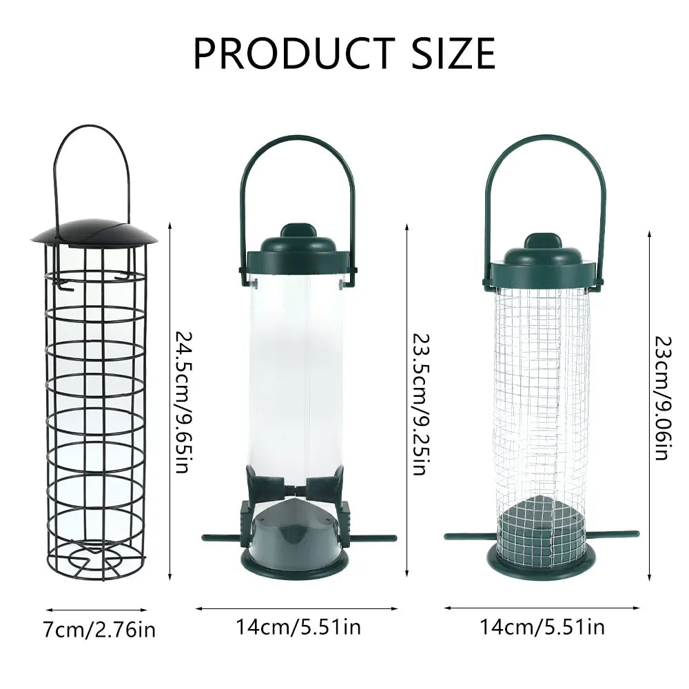 3PCS Wild Bird Feeder House Transparent Hanging Bird FeederGarden Patio Yard Feeding Station Pet Bird Supplies Seed Dispenser