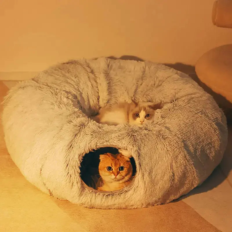 2 In 1 Round Tunnel Cat Beds - FUR BABBIES