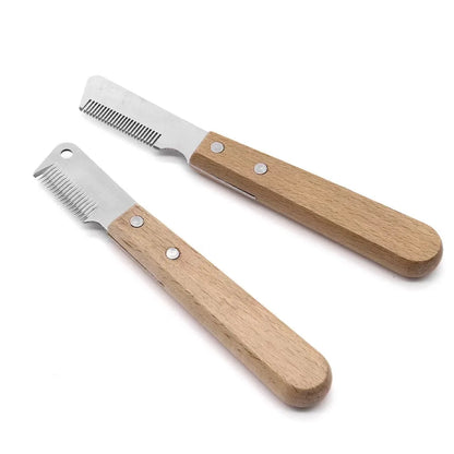 Pet Hair Removal Knife Professional Dog Comb Stainless Wooden Handle Stripping Knife Pet Hair Remover Grooming Brushes