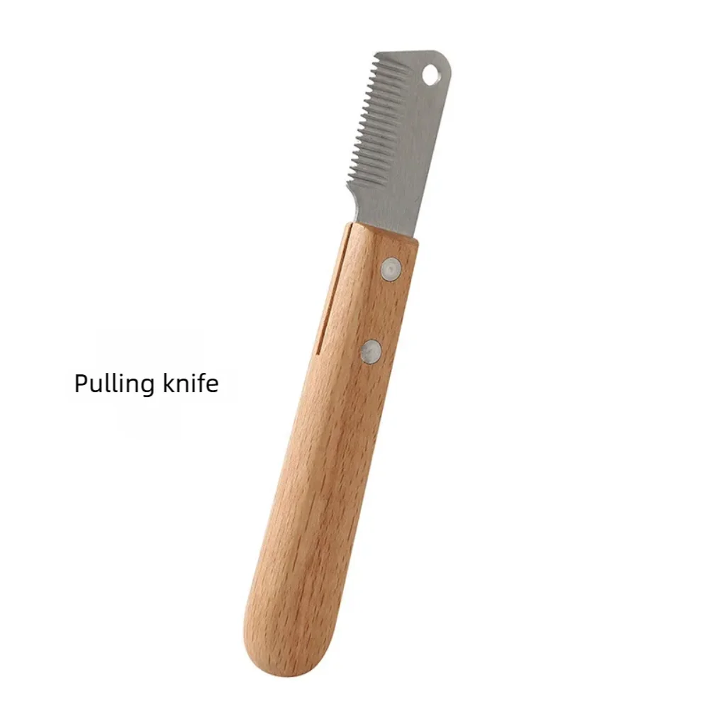 Pet Hair Removal Knife Professional Dog Comb Stainless Wooden Handle Stripping Knife Pet Hair Remover Grooming Brushes