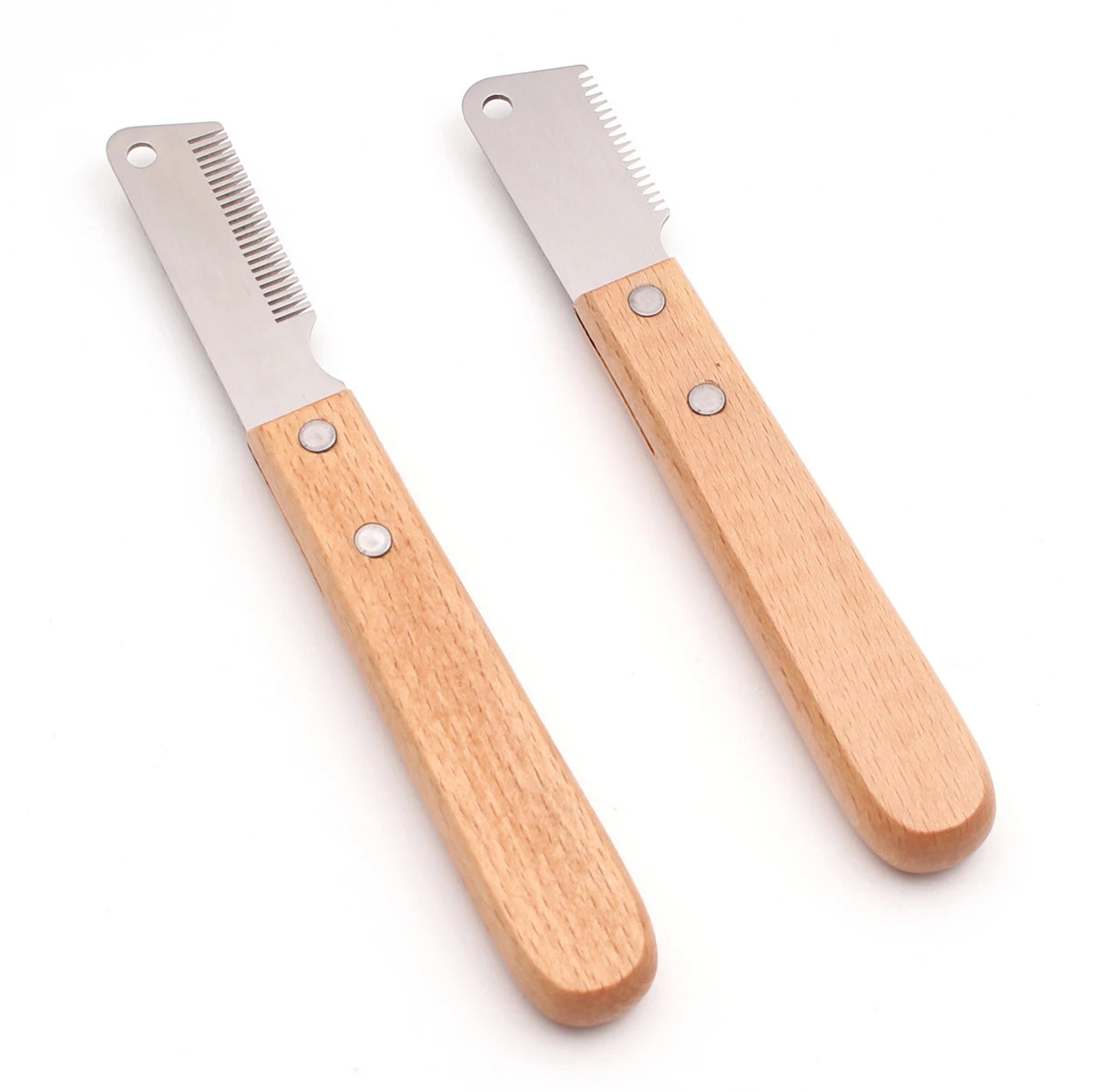 Pet Hair Removal Knife Professional Dog Comb Stainless Wooden Handle Stripping Knife Pet Hair Remover Grooming Brushes