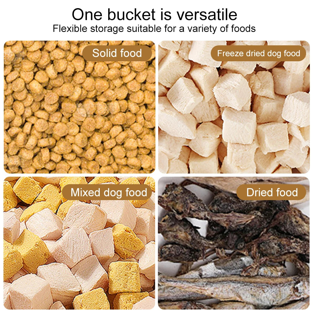 Collapsible Dry Cat Food Box 20-30LB Foldable Cat Food Bucket Large Capacity Flour Multigrain Rice Barrel Box with Lid &amp; Wheels
