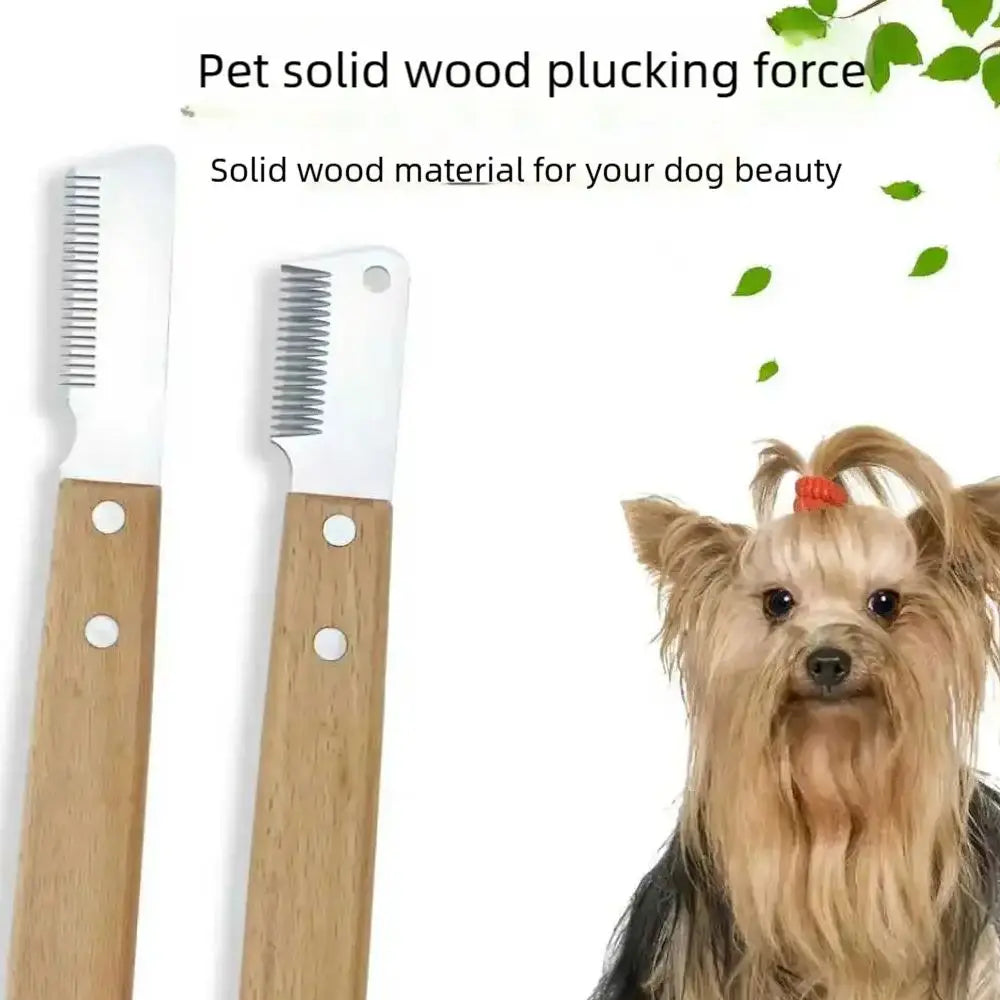 Pet Hair Removal Knife Professional Dog Comb Stainless Wooden Handle Stripping Knife Pet Hair Remover Grooming Brushes