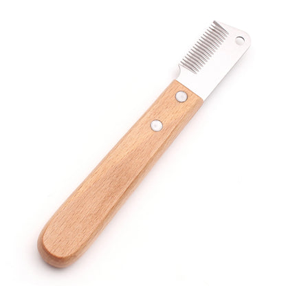 Pet Hair Removal Knife Professional Dog Comb Stainless Wooden Handle Stripping Knife Pet Hair Remover Grooming Brushes