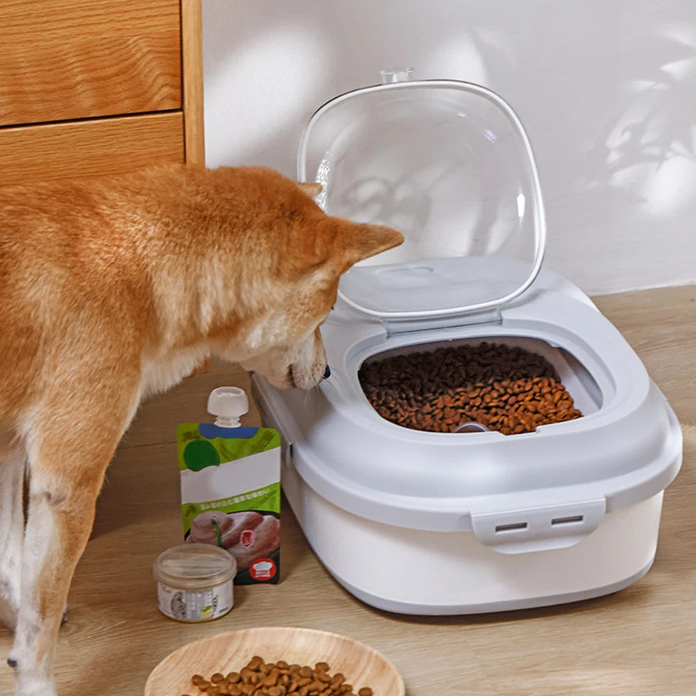 Collapsible Dry Cat Food Box 20-30LB Foldable Cat Food Bucket Large Capacity Flour Multigrain Rice Barrel Box with Lid &amp; Wheels
