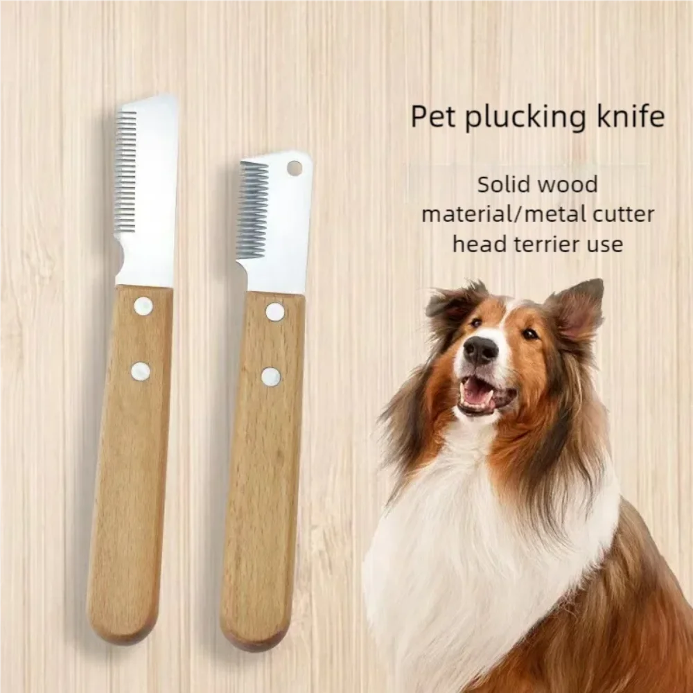 Pet Hair Removal Knife Professional Dog Comb Stainless Wooden Handle Stripping Knife Pet Hair Remover Grooming Brushes